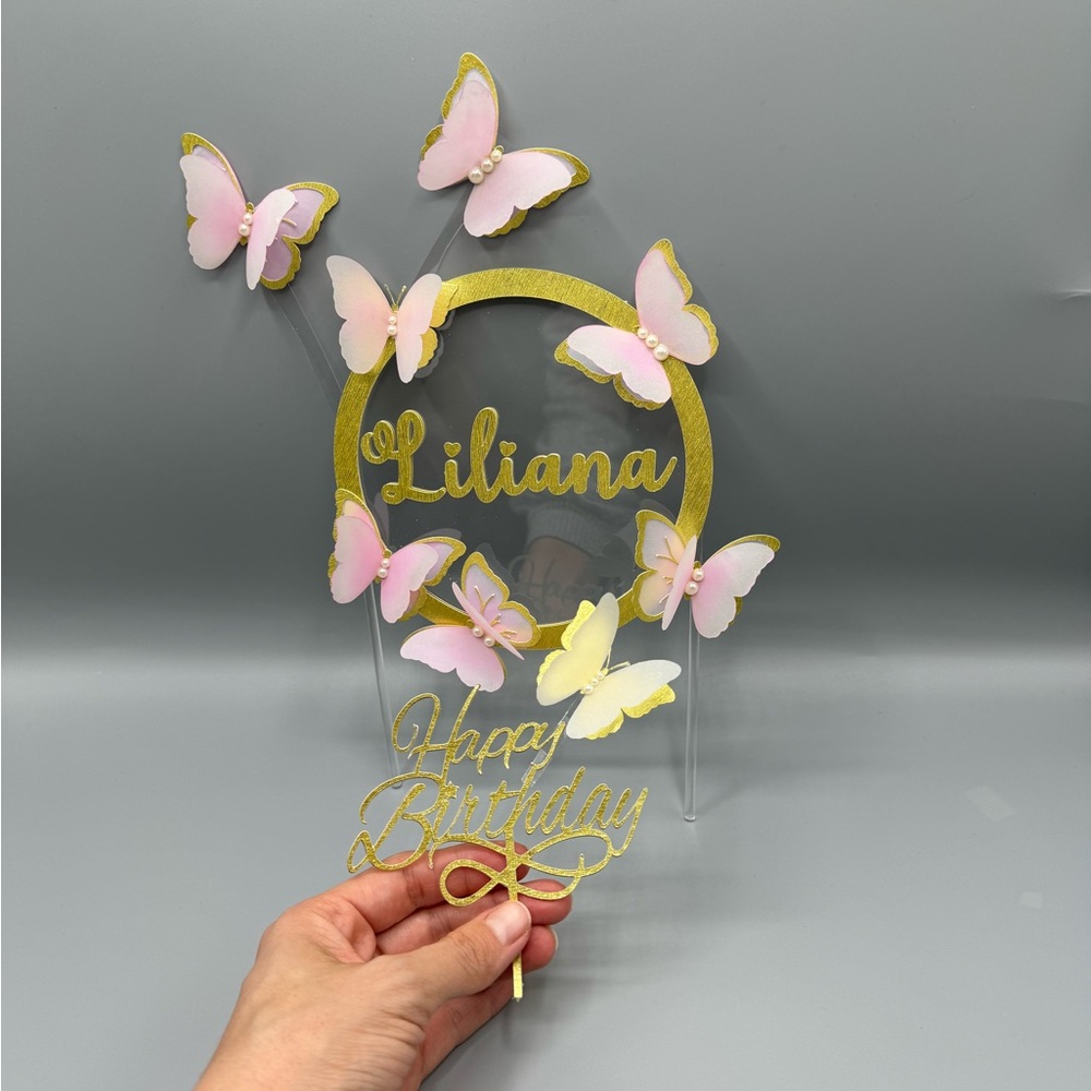 Cute Butterfly boho  cake topper